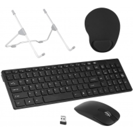 Imagem da oferta Kit Teclado K-06 e mouse 2.4G sem fio + Suporte dobrável para notebook + Mouse Pad