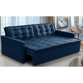 Imagem da oferta Sofá Cama Retrátil E Reclinável 1,90m Com Molas Luara Suede Azul Adonai Estofados