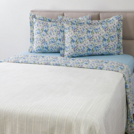 Imagem da oferta Enxoval com Cobertor Casal Petit Azul 5 Peças - Casa & Conforto