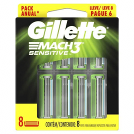 Imagem da oferta Carga Sensitive Gillette Mach3 L8P6 - 8 unidades