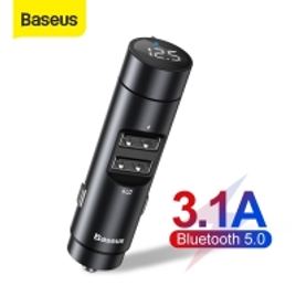Imagem da oferta Carregador veicular Baseus com 2 USB 3,1A com transmissor bluetooth de 5.0 e FM