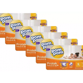 Imagem da oferta Kit com 6 Pacotes de Fraldas Pom Pom Protek Proteção de Mãe - Tam. G 8 a 13kg - 96 Unidades