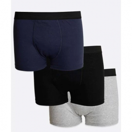 Kit 3 Cuecas Boxer Masculina MR - 10047832770 - Azul+Preto