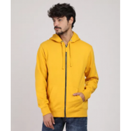 Imagem da oferta Blusão Masculino Básico em Moletom com Capuz e Bolso Amarelo