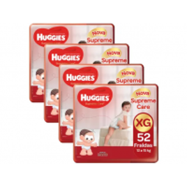 Imagem da oferta Kit Fraldas Huggies Turma da Mônica Supreme Care - Tam. XG 12 a 15kg 4 Pacotes com 52 Unidades Cada