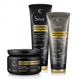 Kit Shampoo + Condicionador + Máscara Siàge Regeneração Pós Química