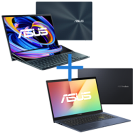 Imagem da oferta Notebook Asus ZenBook Duo i7-1165G7 16GB SSD 512GB Intel Iris Xe - UX482EA-KA214T + Notebook Asus i7-1165G7 8GB SSD 256GB Iris XE - X513EA-EJ3010W