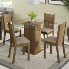 Imagem da oferta Conjunto Sala de Jantar Magda Madesa Mesa Tampo de Vidro com 4 Cadeiras