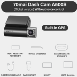 Gravador Automático para Suporte de Estacionamento Traseira Full HD 1944p 70mai Dash Cam Pro Plus+ GPS A500s integrado