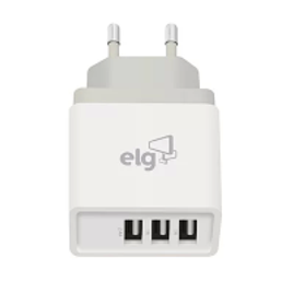 Imagem da oferta Carregador de tomada c/ 3 saídas USB bivolt Branco WC3S Elg