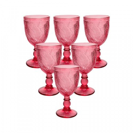 Imagem da oferta Conjunto de 6 Taças em Vidro Rosa Folha 350 ml - Casambiente