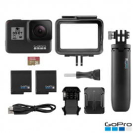 Imagem da oferta Câmera Digital GoPro Hero7 Black com 12MP + Bateria Extra + Cartão SD 32GB + Acessório Shorty
