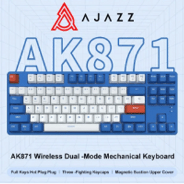 Imagem da oferta Teclado Mecanico sem Fio Ajazz AK871 Wireless Dual Mode