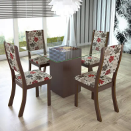 Imagem da oferta Conjunto para Sala de Jantar Mesa e 4 Cadeiras Espresso Móveis Choco/Passion