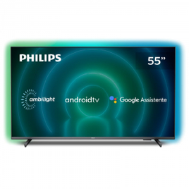 Smart TV Philips Android Ambilight 55" 4K Google Assistant Dolby Vision/Atmos - 55PUG7906/78