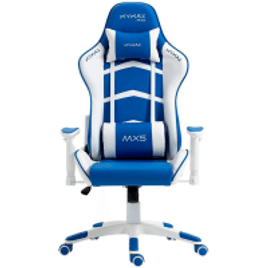 Imagem da oferta Cadeira Gamer Mymax MX5 Até 150kg Com Almofadas Reclinável Descanso de Braço 2D Branco e Azul - MGCH-MX5/BLWH