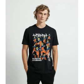 Camiseta Manga Curta Estampa Naruto Jutsu