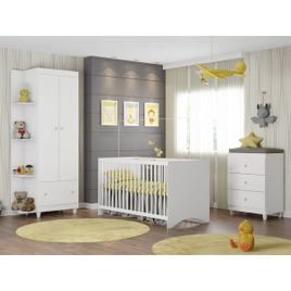 Imagem da oferta Guarda-Roupa de Bebê 2 Portas com Cômoda e Berço Móveis Estrela