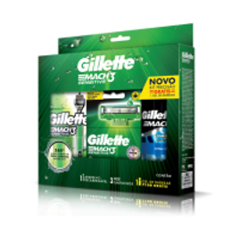 Imagem da oferta Aparelho Para Barbear Gillette Mach3 Sensitive + 3 Carga Grátis Gel De Barbear Complete Defense 71g