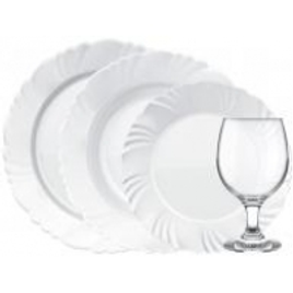 Imagem da oferta Aparelho de Jantar com Taça 16 Peças Duralex - Redondo Branco Pétala - Aparelho de Jantar