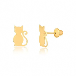 Imagem da oferta Brinco de Ouro Feminino de Gato Gatinho Pet Ouro 18k - Piperinas