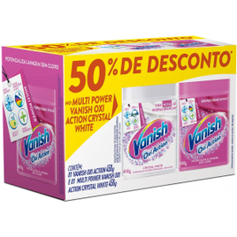 Kit Tira Manchas em Pó Vanish Oxi Action com 1 Rosa 450g + 1 Branco 450g