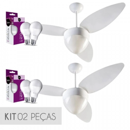 Imagem da oferta Kit Ventilador de Teto Ventisol Aires com 02 Lâmpadas Led Inclusas CV3 Branco- 127V- 02 Unidades