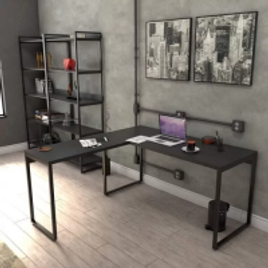 Mesa de Escritório em L Estilo Industrial Kuadra