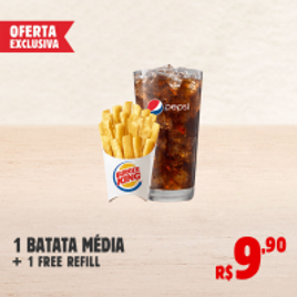 Imagem da oferta Burger King 1 Batata Média + 1 Free