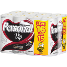 Papel Higiênico VIP - Folha Dupla - Personal 16 rolos