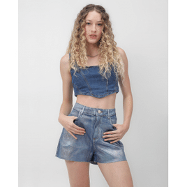 Imagem da oferta Short jeans feminino mom holográfico denim escuro | Pool Jeans