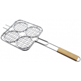 Grelha Retangular Easy Grill Dynasty Aço Inox Cabo de Madeira - 26018