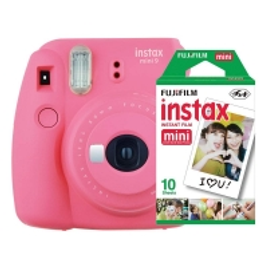 Imagem da oferta Kit Câmera Instantânea Instax Mini 9 Rosa Flamingo + Filme Instax Mini 10 Fotos Fujifilm