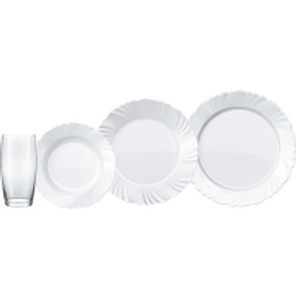 Imagem da oferta 2x Aparelho de Jantar Pétala - Cada um com 12 Peças + Conjunto de Copos de Vidro 4 Peças -  La Cuisine