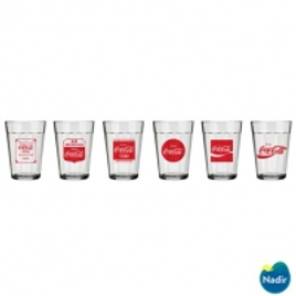 Imagem da oferta Conjunto de Copos Americano Coca-Cola em Vidro Sodacal 190 ml com 06 Peças - Nadir Figueredo