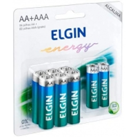 Imagem da oferta Kit Econômico de Pilhas Alcalinas com 6X AA e 2X AAA Elgin Baterias