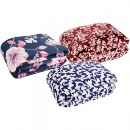 Imagem da oferta Cobertor Casal Comfy Floral Azul e Rosa - Basic+