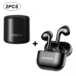 Kit fone de ouvido Lenovo LP40 Bluetooth 5.0 + Mini caixa de som bluetooth Lenovo L01