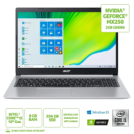 Imagem da oferta Notebook Acer Aspire 5 A515-54G-53GP i5-10210U 8GB RAM 256GB SSD Tela HD 15.6" MX250 2GB Win10