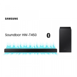 Imagem da oferta Soundbar Samsung com 2.1 Canais Potência de 200w Bluetooth e Subwoofer sem Fio - HW-T450