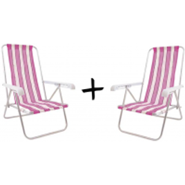 Imagem da oferta Kit com 2 cadeiras de praia 4 Posições Alumínio CAD0641 Botafogo