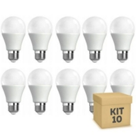 Imagem da oferta Kit 10 Lâmpada Bulbo 12w Super Led Bivolt Branco E27 A60 Frio