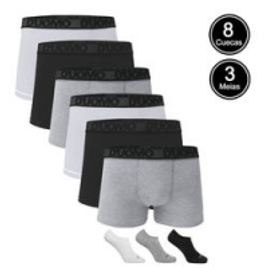 Imagem da oferta Kit 8 Cuecas Boxer Cotton Duomo + 3 Pares De Meia Ted Socks 1300 Sortidas