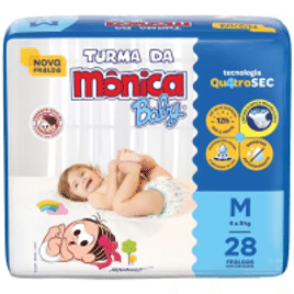 Imagem da oferta Fralda Descartável Turma da Mônica M 4 a 9kg - 28 Unidades