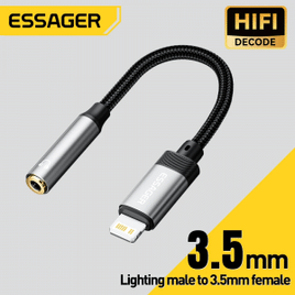 Imagem da oferta Essager relâmpago para 3.5mm Jack adaptador de áudio, fone de ouvido Aux cabo, USB tipo C para 3.5 adaptador, OTG, iPhone, Xiaomi, On