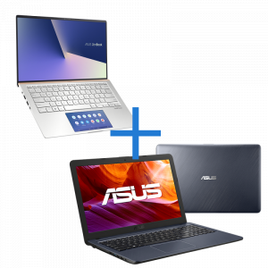 Imagem da oferta Notebook ASUS ZenBook i7-10510U 8GB SSD 256GB W10 - UX434FAC-A6339T + Notebook ASUS VivoBook i5-8250U 8GB SSD 256GB W10 - X543UA-GO3092T