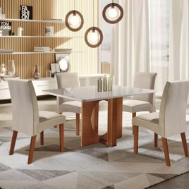 Imagem da oferta Mesa Firenze para Sala de Jantar com Tampo de Vidro + 04 Cadeiras Atuale