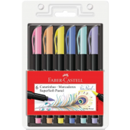 Imagem da oferta Caneta Ponta Pincel Faber-Castell Supersoft Brush 15.0706TPSOFT 6 Cores Pastel