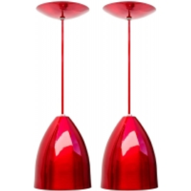 Imagem da oferta Combo Kit com 2 Pendentes Luminária Soft Cone Alumínio 18cm Vermelho e Branco E27 110V/220V (Bivolt)