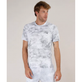 Imagem da oferta Camiseta Masculina Esportiva Ace Estampada Marmorizada com Recortes Manga Curta Gola Careca Branca